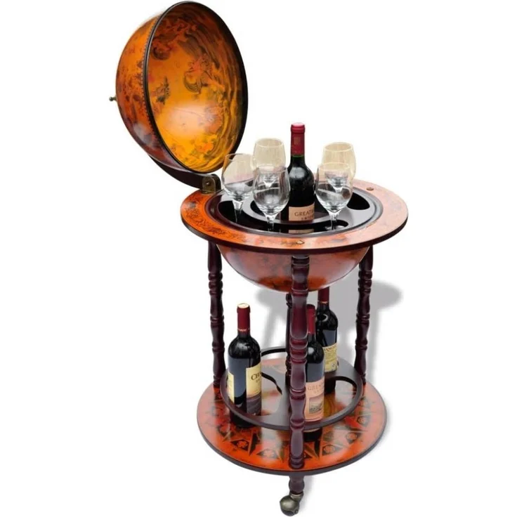vidaXL Globus-Bar mit Flaschenregal Eukalyptusholz 60774 – Bild 1