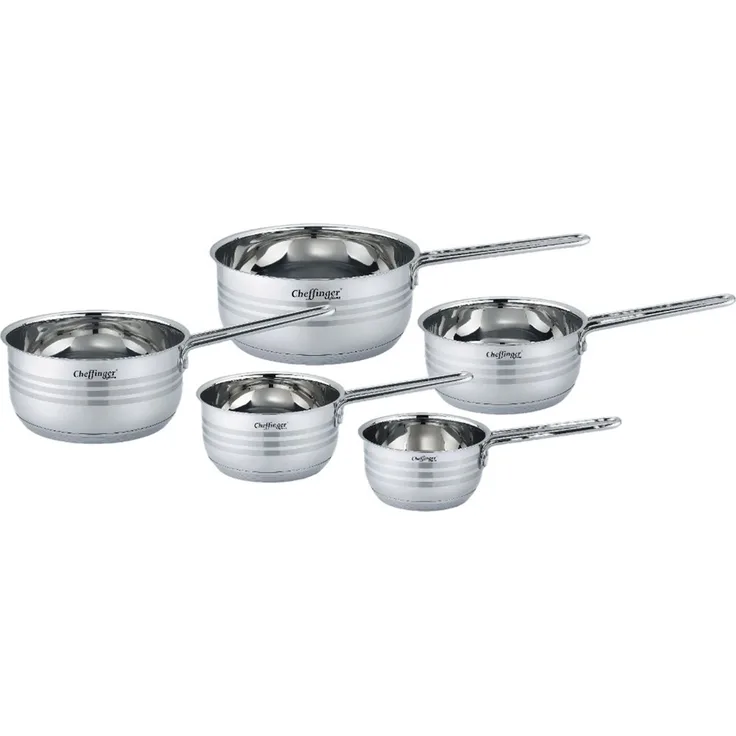 5 teiliges Edelstahl Saucenpfannen-Set - Induktionsgeeignet & Antihaft