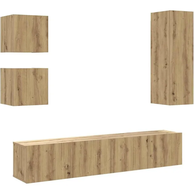 vidaXL 5-tlg. TV-Schrank-Set Wandmontage Artisan-Eiche Holzwerkstoff 3328998