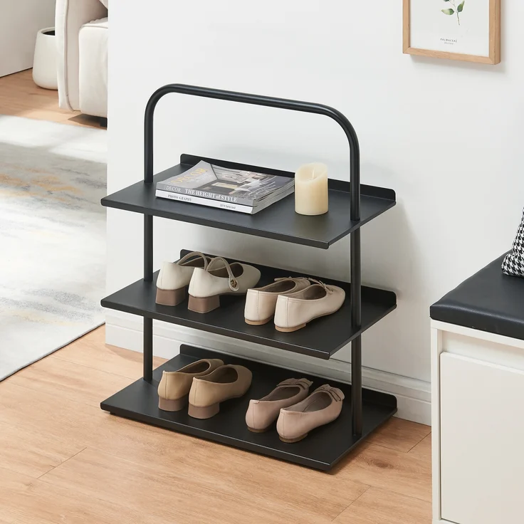 Schuhregal Poytya Stahl 73x60x32 cm Schwarz [en. casa] – Bild 2