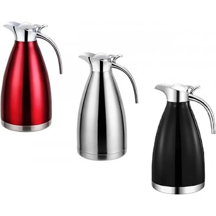 Thermoskanne Isolierkanne Kaffeekanne 2 Liter schwarz – Bild 2