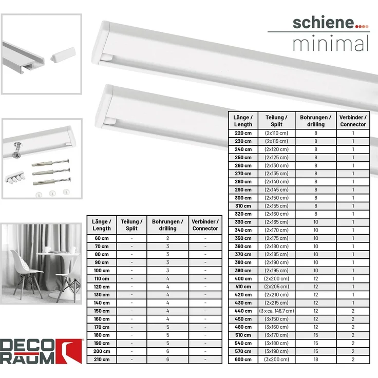 Deco-Raum® Gardinenschiene Minimal | Länge: 130cm | Material: Aluminium | Farbe: Weiß – Bild 8