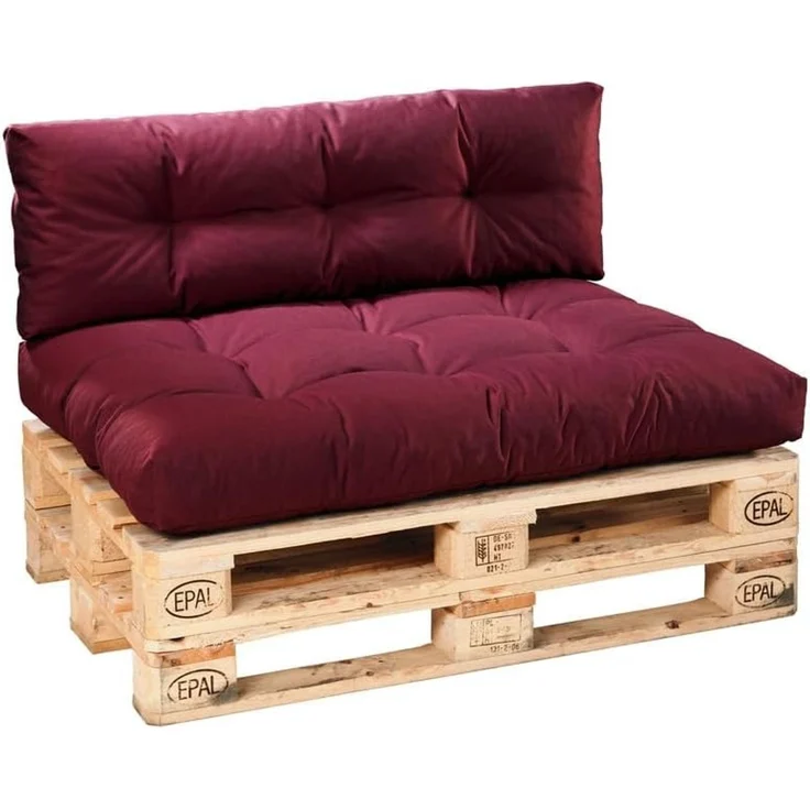 Traumnacht Outdoor Palettenauflage mit Schaumstoffstäbchen gefüllt, Palettenkissen, Palettenpolster Palettenmöbel Palettensofa 2er Set (Sitz+Rücken), rot