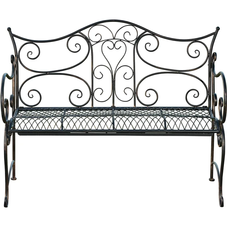 Gartenbank TODOR - Metall Bronze 113x47x89 cm | Metallbank Garten 2 Seitzer Bank Terrasse Vintage Antik Gartenbank