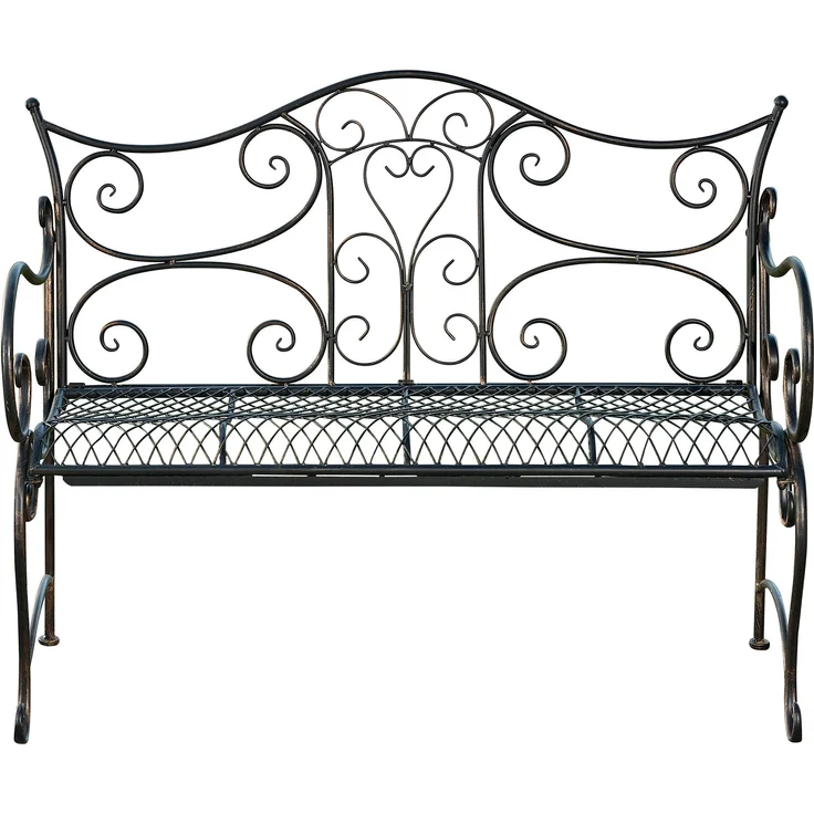 Gartenbank TODOR - Metall Bronze 113x47x89 cm | Metallbank Garten 2 Seitzer Bank Terrasse Vintage Antik Gartenbank – Bild 1