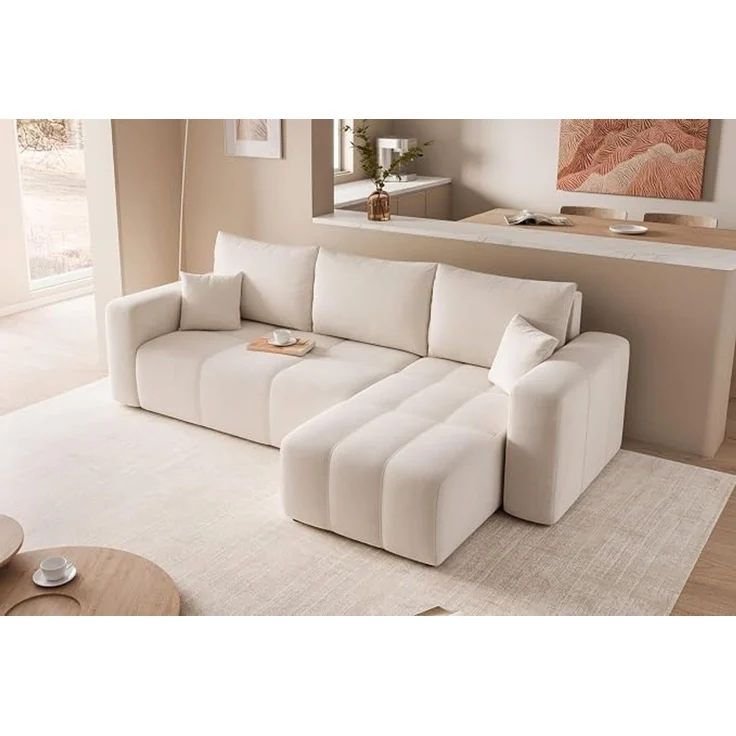 Ecksofa mit Schlaffunktion und Bettkasten, 248 x 145 cm, hell – Bild 2