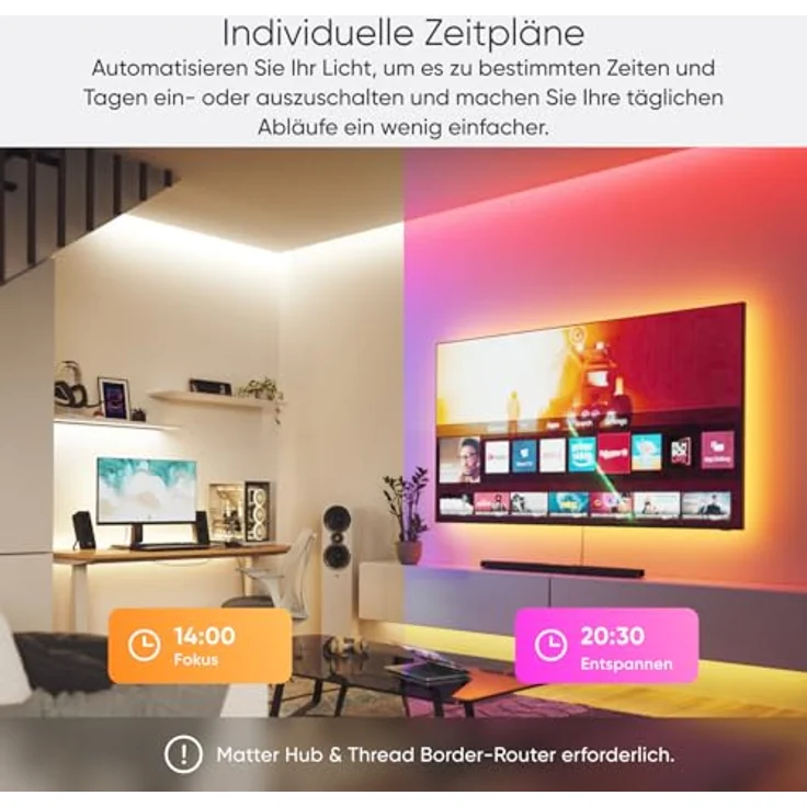 Nanoleaf Essentials Lightstrip Erweiterung, 2M Smart RGBW LED Strip - Thread & Bluetooth, 16 Mio. Farben, Musik & Bildschirm Sync, kompatibel mit Google Home & Apple – Bild 3
