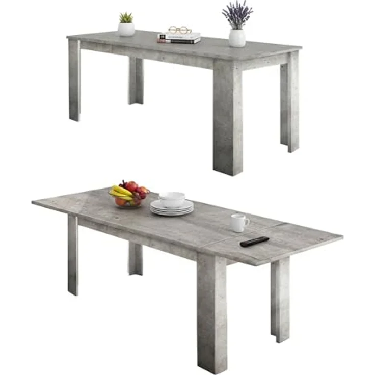 Dmora - Ausziehbarer Tisch Nanni, ausziehbare Konsole für bis zu 10 Sitzplätze, ausziehbare Konsole 100 % Made in Italy, 140/190 x 90 x 75 cm, grauer Marmor – Bild 3
