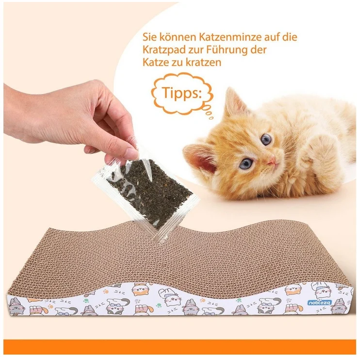 nobleza Kratzpappe 2 Stücke katzen kratzbrett mit Minze, Wellpappe Kratzmatten – Bild 4