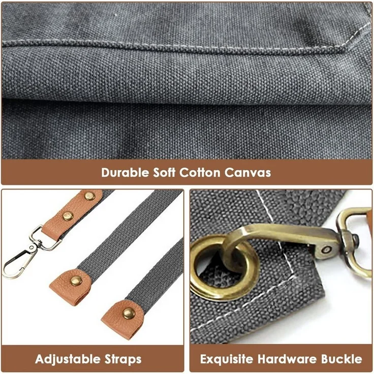 MOPUEA Kochschürze Küchenschürze Grillschürze Canvas für Männer und Frauen, (Küchenschürze Grillschürze für Kochen Grillen Handwerk, Canvas Schürze für Küche Grill Werkstatt Barista), 3 Taschen kreuz Rückenriemen strapazierfest schmutzabweisend – Bild 3