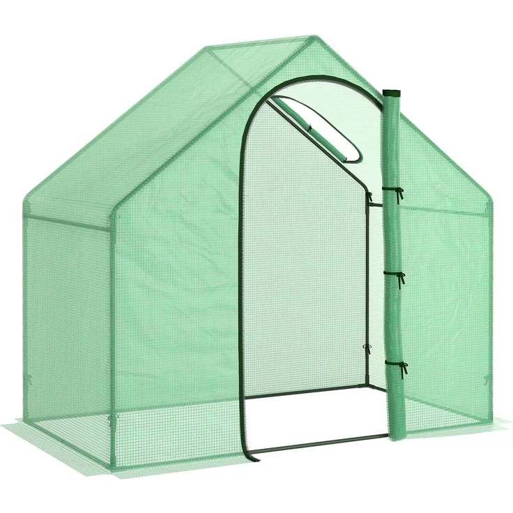 Gewächshaus mit Fernster, Rolltür, winterfest Foliengewächshaus aus Stahl, Treibhaus für Balkon, Garten, Tomatenhaus 180 x 100 x 168 cm, Tomatengewächshaus für Tomaten, Gemüse, Dunkelgrün--Grün--168x100x180cm--YOUDENOVA