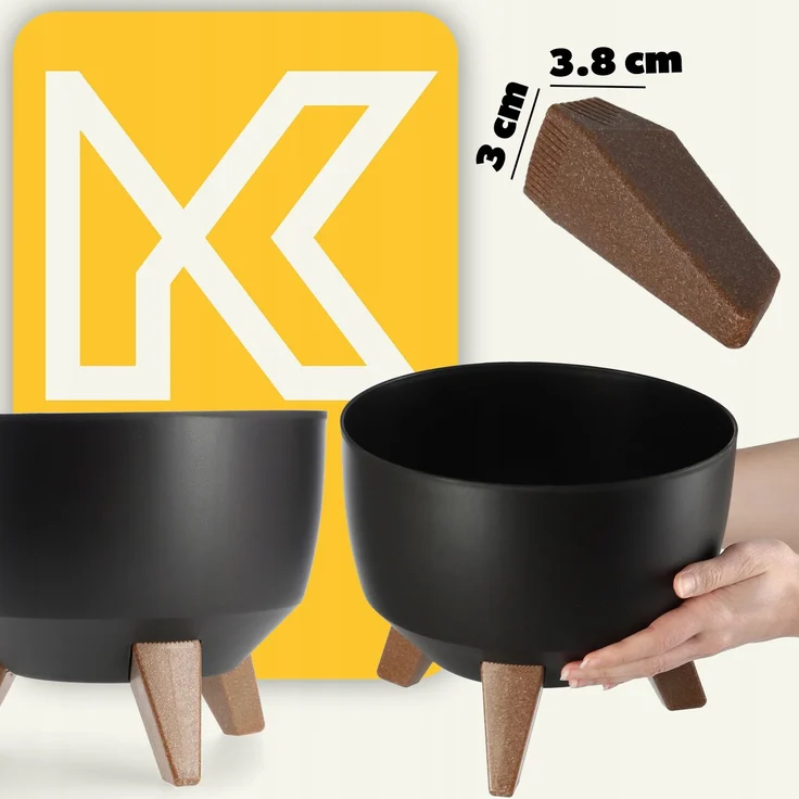 KADAX Blumentopf Blumentopf 24 cm Abdeckung + Einsteckbeine Blumenständer Schwarz – Bild 9