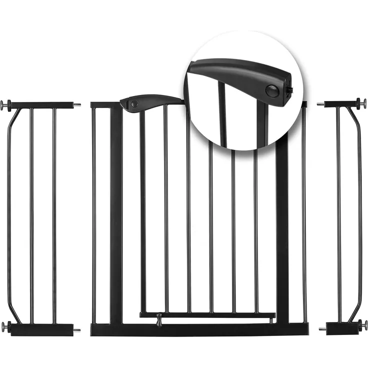 Nukido Treppenschutzgitter Ohne Bohren Türschutzgitter 90° Stop Türgitter Baby Kinder Kindergitter Schutzgitter Breite Verstellbar 75-115 cm Schwarz 115x78 cm