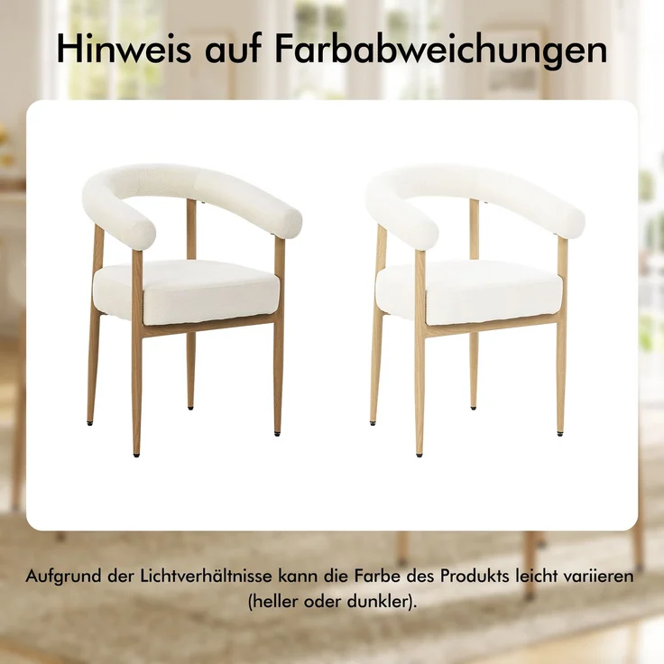 Merax Esszimmerstuhl Gestell aus Metall in Holzoptik Natur, Bezug aus Plüschstoff (Set, 2 St), 2er Set Polsterstühle Armlehnstuhl Küchenstuhl Wohnzimmer Beige – Bild 7