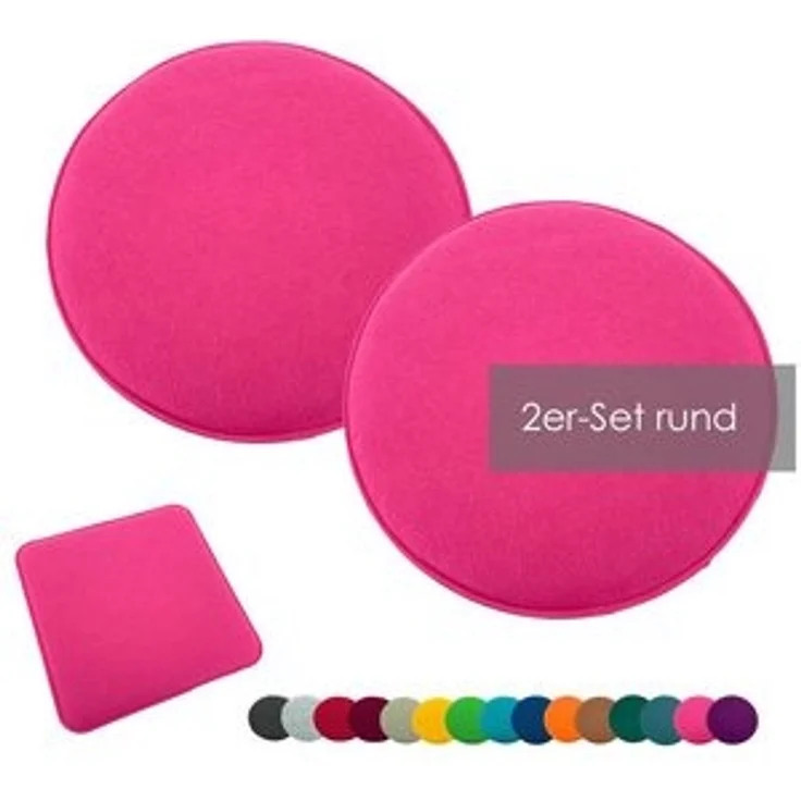 heimtexland ® Sitzkissen Set Filz Stuhlkissen Stuhlauflage Filzkissen Stuhl Polster Kissen Typ631 2er Set 35 x 35 cm Eckig Pink – Bild 6