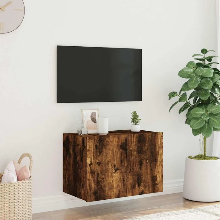 TV-Wandschrank, Fernsehschrank mit LED-Leuchten Räuchereiche 60 x 35 x 41 cm – Bild 5