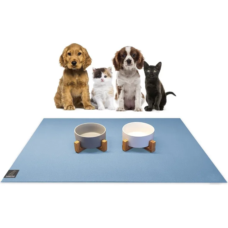 Sanozoo Napfunterlage SANOZOO® - Futtermatte Set: 2x 30x40 cm Hellblau, 2-St, für Hunde & Katzen in Eckig, Rund, Halbrund oder Eckrund