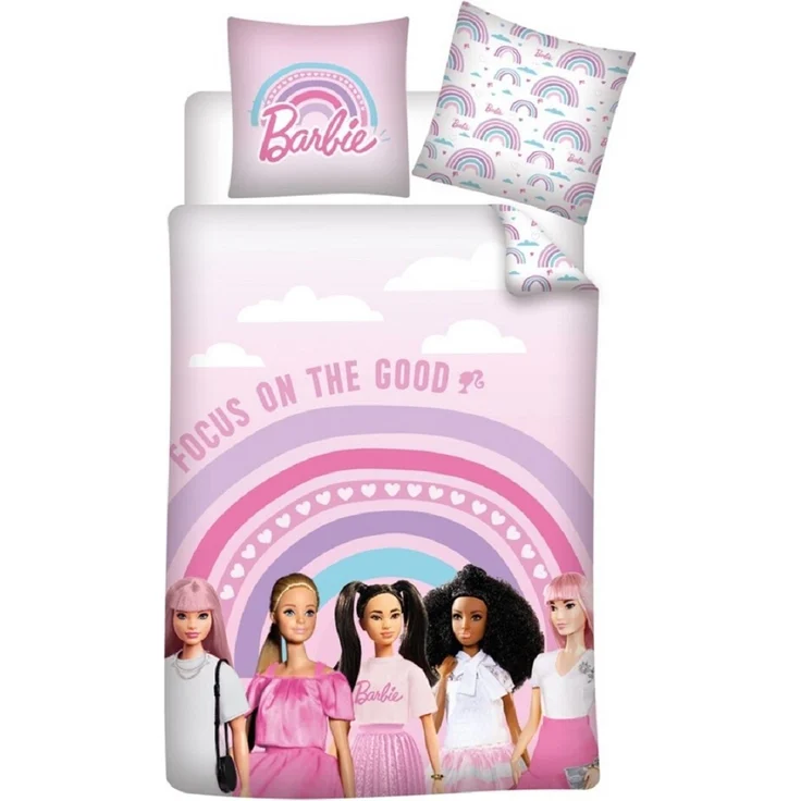 Barbie Bettwäsche-Set – 1x Deckenbezug 140x200 & 1x Kissenbezug 65x65 cm für Kinder – Bild 1