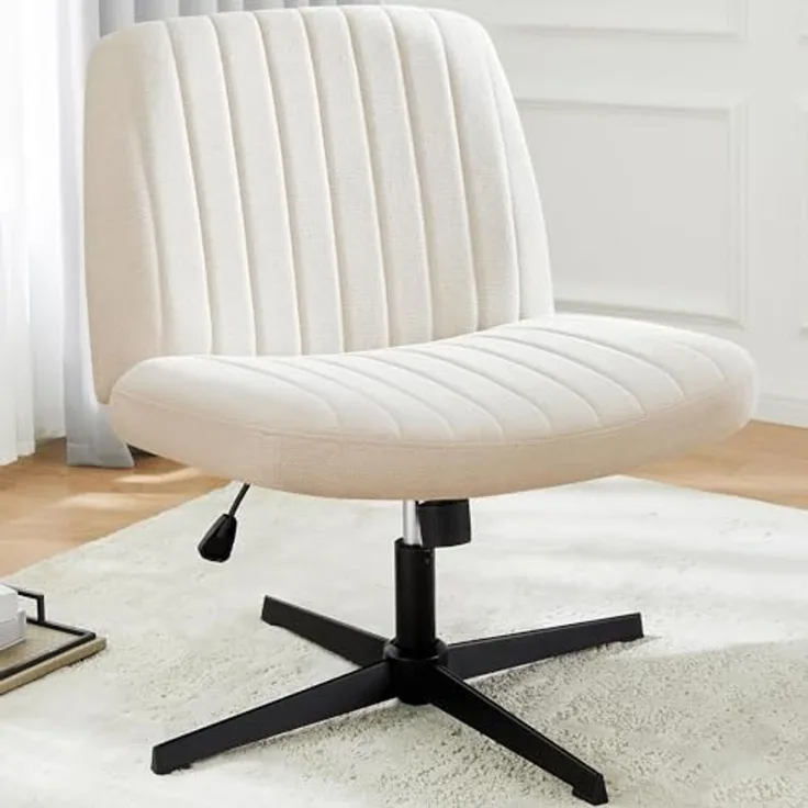 DUMOS Bürostuhl Ohne Armlehne, Teddysamt und Bequemes Netzgewebe Criss Cross Chair, mit Verbreitertem Sitzkissen Schneidersitz Stuhl, Geeignet für Büros, Schlafzimmer und Wohnzimmer