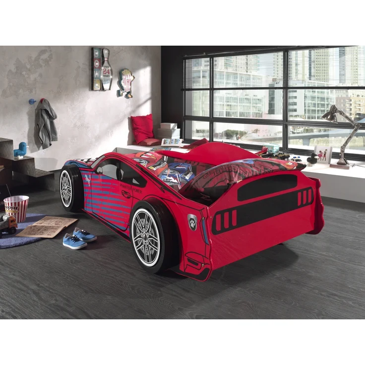 Autobett >Power< 90x200cm, inkl. Lattenrost, Rot, MDF - 227x60x111cm (BxHxT) – Bild 3