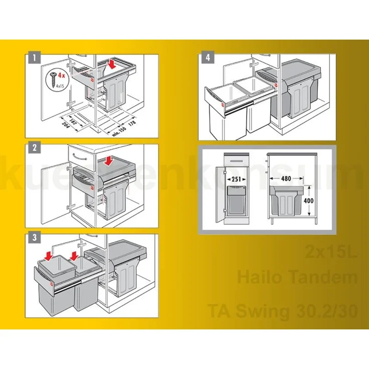 Hailo Abfallsammler 3666221 TA Swing Tandem 2x 15 Liter – Bild 9