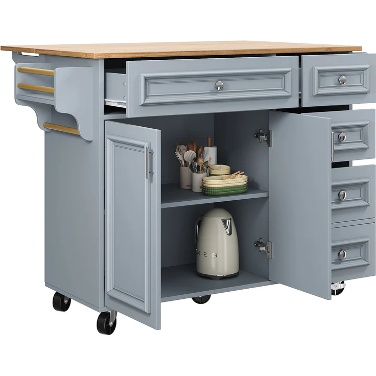 Abrihome Kücheninsel mit Stauraum 110x45-75x92 cm, Blau – Bild 7