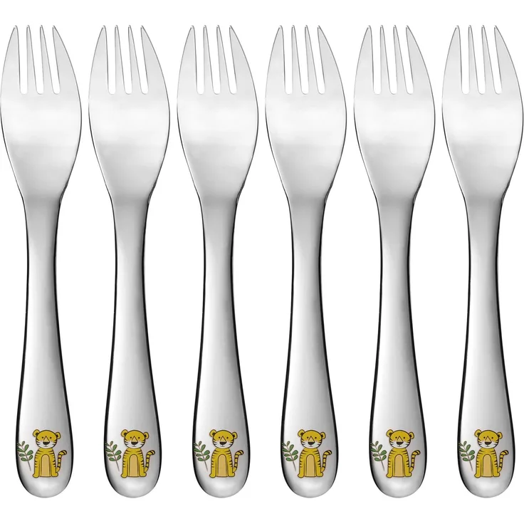 Kindergabel, 6-teilig, Edelstahl, Tiger