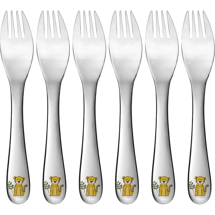 Kindergabel, 6-teilig, Edelstahl, Tiger – Bild 1