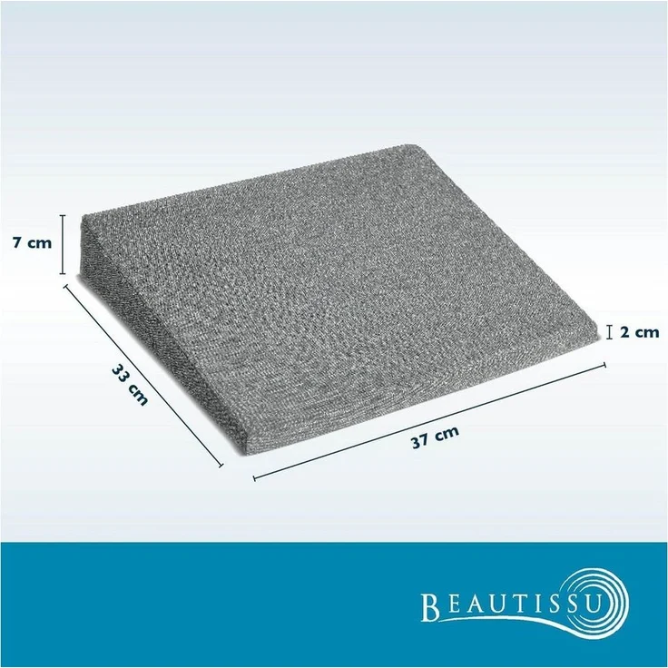 Beautissu Stuhlkissen Sitz Keilkissen formstabil Anti-Rutsch BeauErgo, Hellgrau, Rutsch Bezug Waschbar & Reißverschluss – Ergonomisches Sitzkissen – Bild 1