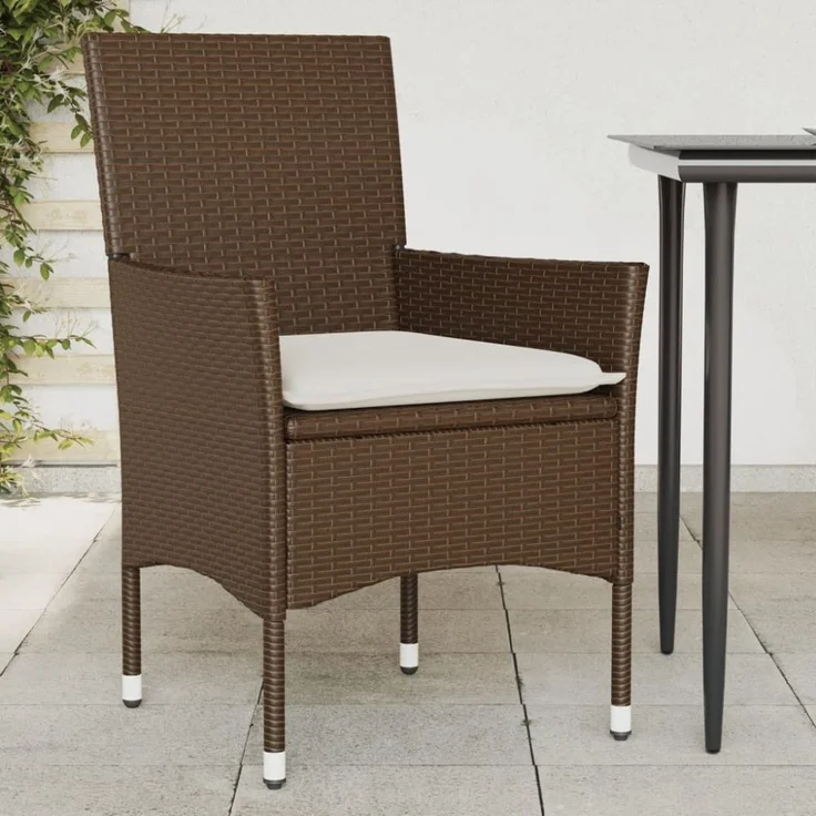 vidaXL Gartenstühle mit Kissen 2 Stk. Braun Poly Rattan 368110 – Bild 1