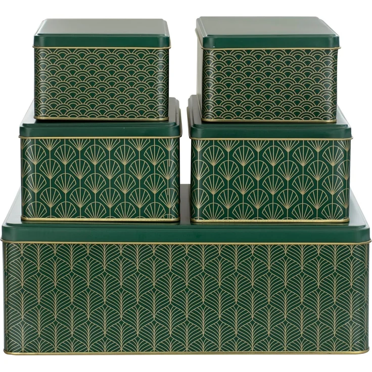 bonsport Keksdose Keksdosen 5er-Set, eckig, Metall, Pattern – Bild 1