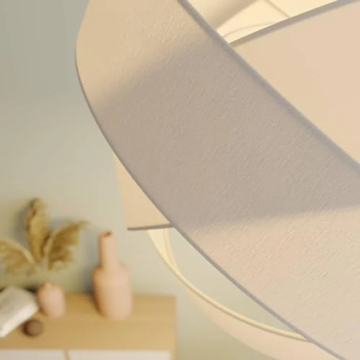 Lindby Pendelleuchte 'Simaria', weiße Textil-Pendellampe mit Ø 60 cm, ideal für Wohnzimmer & Esszimmer – Bild 9