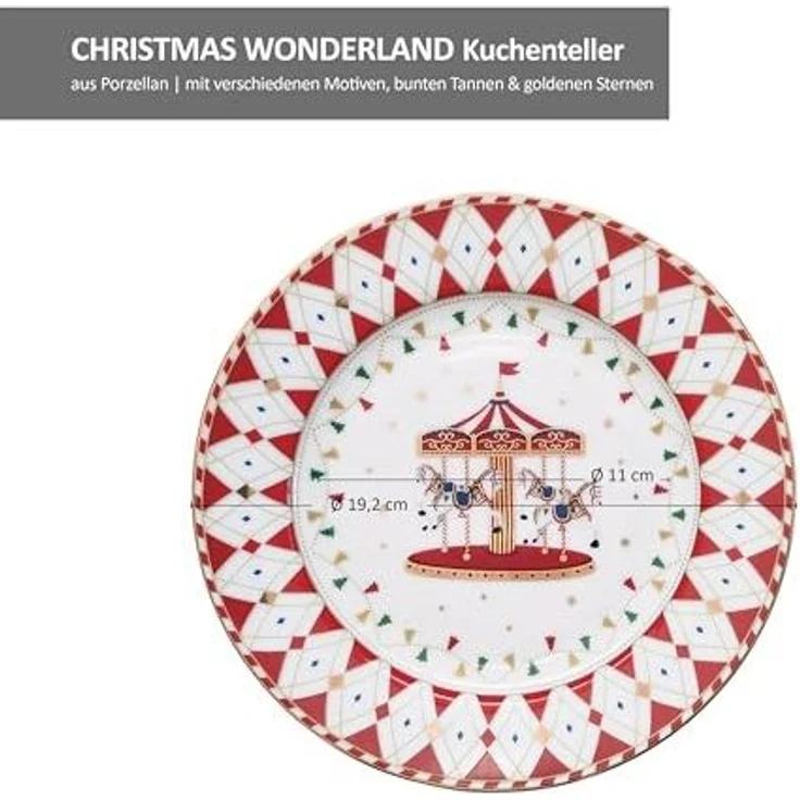 MamboCat Frühstücksteller 4x Christmas Wonderland Kuchenteller verschiedene Dekor Porzellan – Bild 6