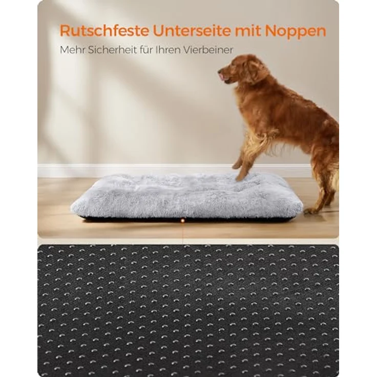 Feandrea Hundebett, Hundekissen, Flauschige Hundematte, Langer Plüsch, 140x100 cm, weiche Polsterung, waschbar, multifunktional, Ombré-Grau PGW205G01 – Bild 7