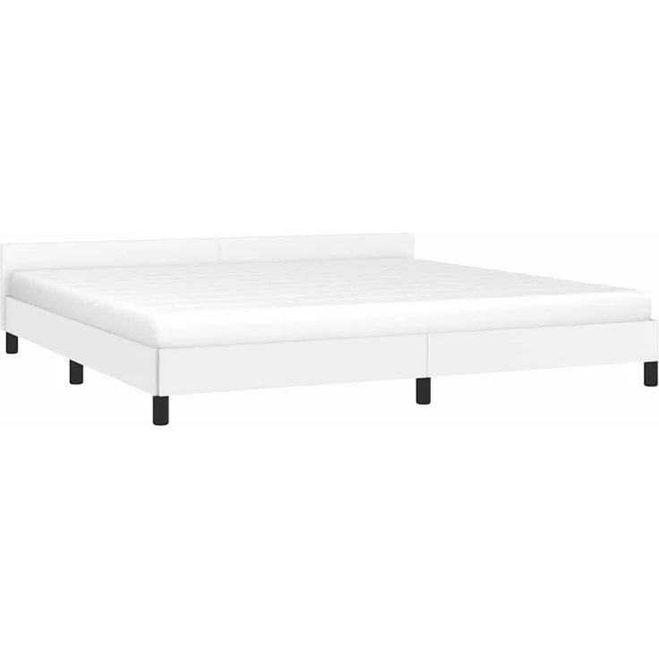 Doppelbett, Bettgestell Modernen mit Kopfteil ohne Matratze Weiß 200x200 cm d1052e – Bild 3