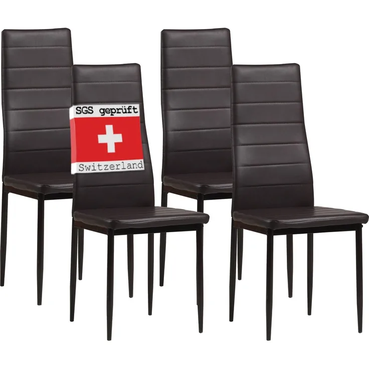 Albatros Esszimmerstühle MILANO 4er Set, Braun - Polsterstuhl mit Kunstleder-Bezug, Modernes Stilvolles Design am Esstisch - Küchenstuhl oder Stuhl Esszimmer mit hoher Belastbarkeit: 110kg