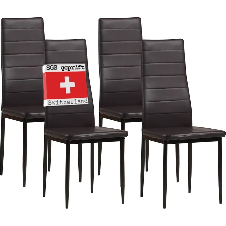 Albatros Esszimmerstühle MILANO 4er Set, Braun - Polsterstuhl mit Kunstleder-Bezug, Modernes Stilvolles Design am Esstisch - Küchenstuhl oder Stuhl Esszimmer mit hoher Belastbarkeit: 110kg – Bild 1