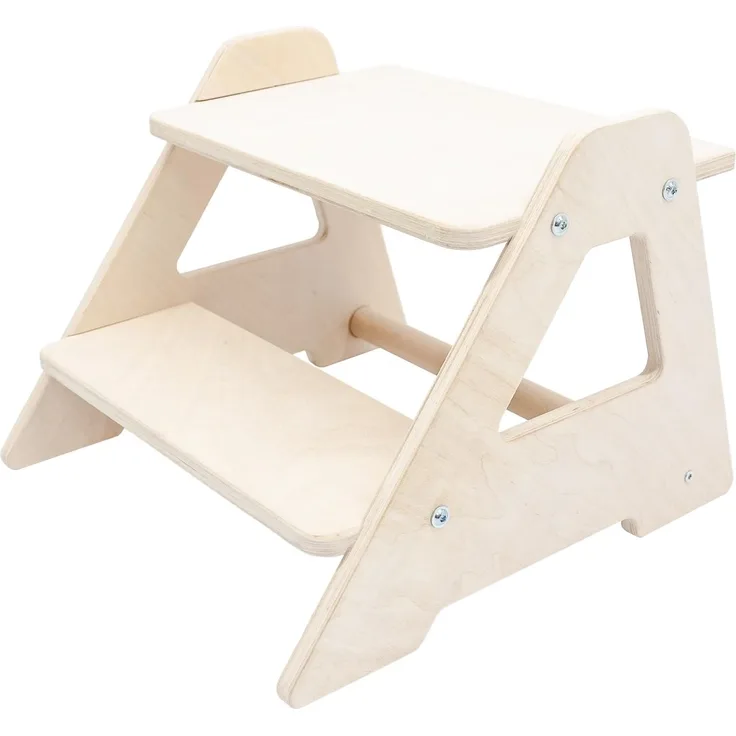 MAMOI® Kinder Tritthocker Zweistufig aus natürlichem Hol, Sicher und universell Kinderschemel 2 Stufen