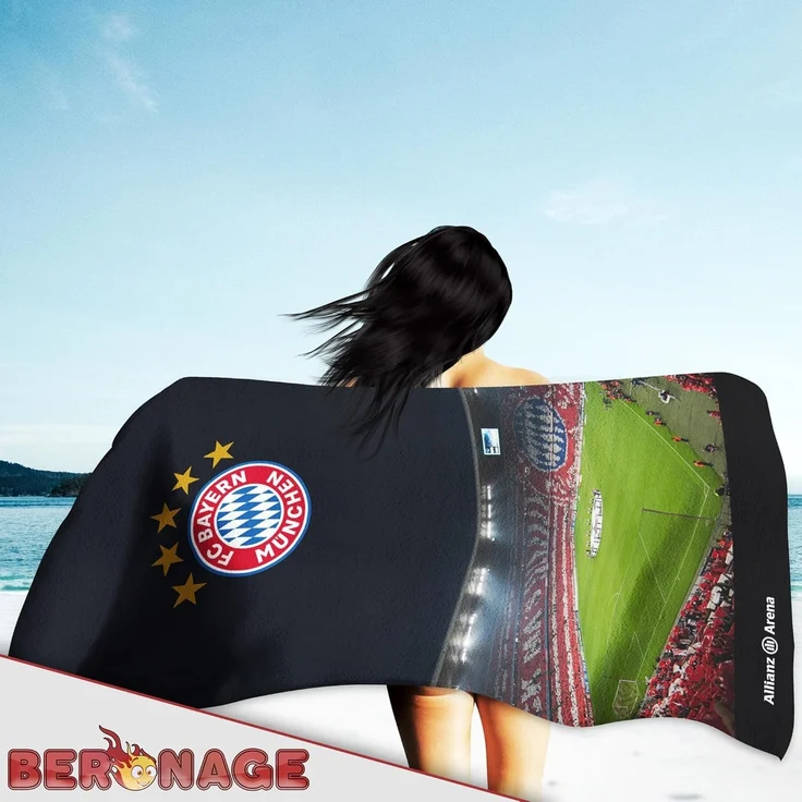 BERONAGE Strandtücher FC Bayern München Badetuch Allianz Arena 75x150 cm Strandtuch Fußball, (1-St), Frottee in Velours-Qualität – Bild 4