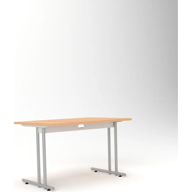 Rheinland Möbel Statio Schreibtisch 120x80 cm höhenverstellbar ±10 mm in Buche – ergonomischer Bürotisch für Homeoffice & Büro, gerader Fuß, Kabelwanne, einfache Montage, FSC® zertifiziert