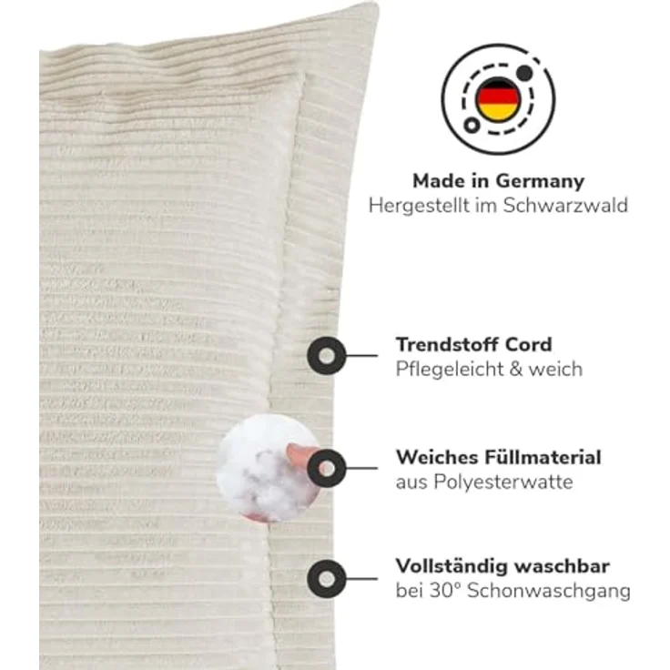 mokebo Sofakissen Das Wölkchen, (aus Cordstoff), auch als Dekokissen, Zierkissen oder Flatterkissen in Beige – Bild 4