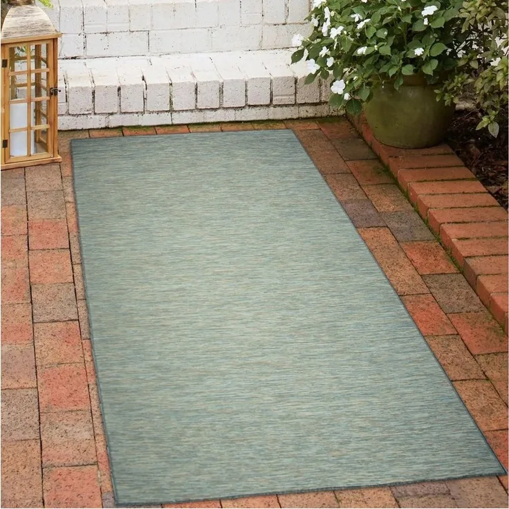 Carpetia Teppich Teppich Innenbereich und Außenbereich beidseitig nutzbar Blau Beige, rechteckig, Höhe: 5 mm, beidseitig nutzbar