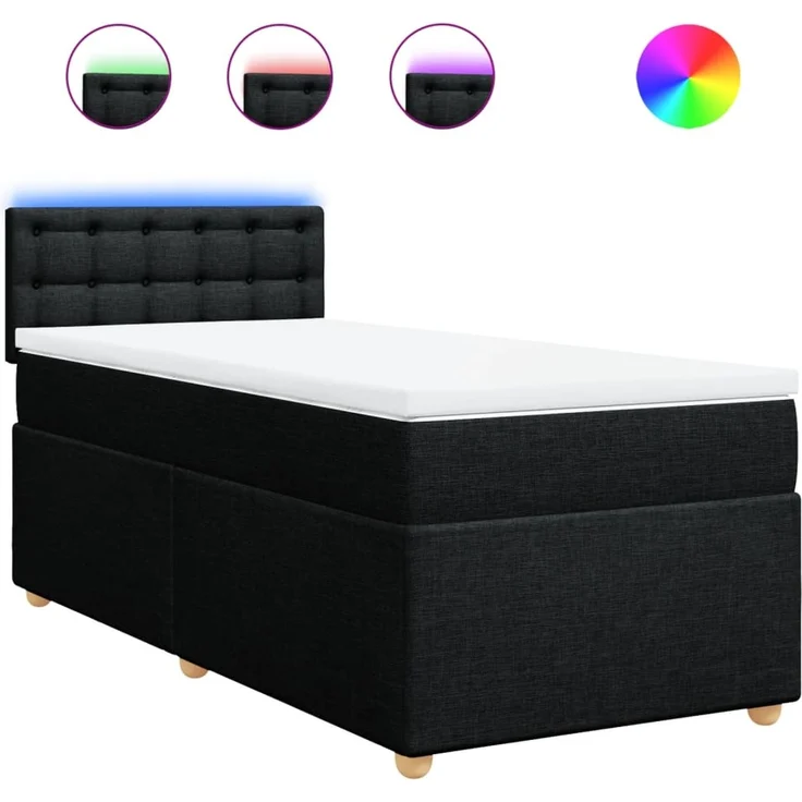 vidaXL Boxspringbett mit Matratze Schwarz 100x200 cm Stoff 3288907 – Bild 2