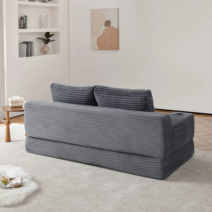 ZUBALIYA Sofa mit LED - Beleuchtung, mit Stauraum, mit Cordbezug, mit breiten Armlehnen, ohne aufwendige Montage – Bild 8