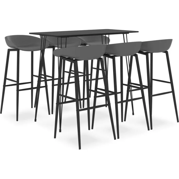 vidaXL 7-tlg. Bar-Set Schwarz und Grau 3057397
