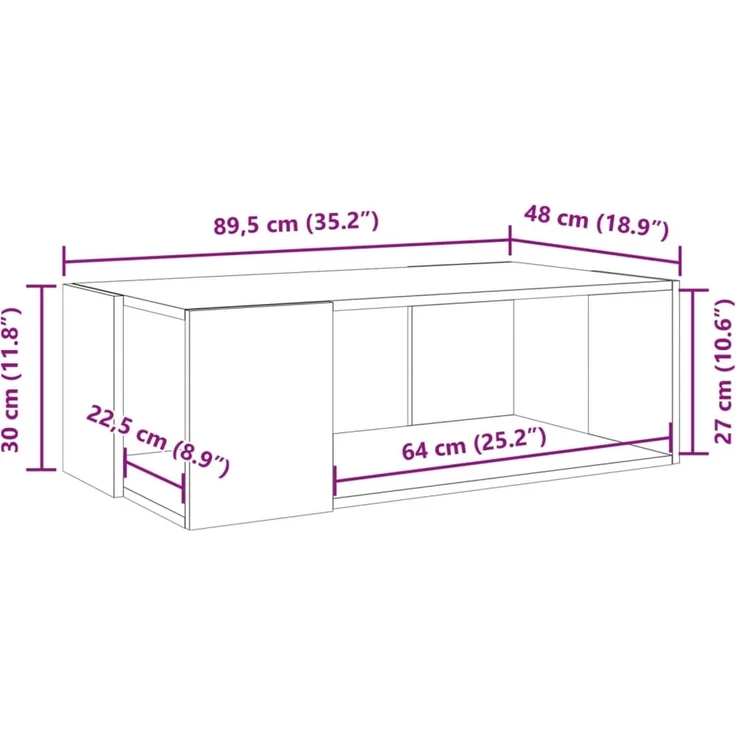 vidaXL Couchtisch Weiß 89,5x48x30 cm Holzwerkstoff 848150 – Bild 9