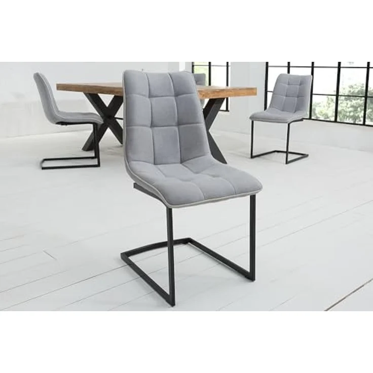 riess-ambiente Freischwinger MIAMI hellgrau / schwarz (1 St), Esszimmer · Webstoff · Metall · Industrial – Bild 4