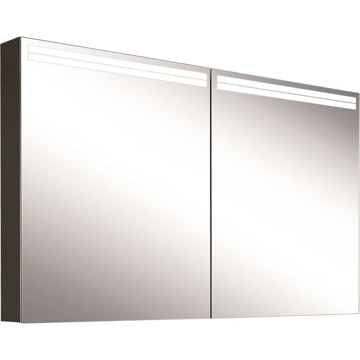 Schneider ARANGALINE LED Lichtspiegelschrank, 2 Doppelspiegeltüren, 130 x 70 x 12 cm, 160.530.02.41, Ausführung: EU-Norm/Korpus schwarz matt - 160.530.02.41