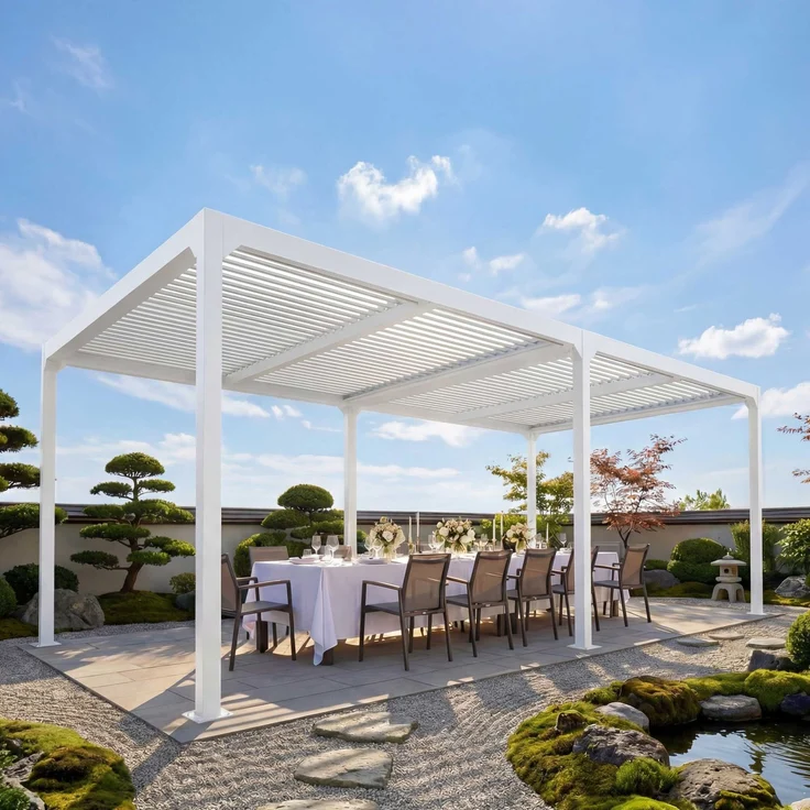 Mendler 'HWC-L41' Pergola ohne Seitenwände, Metall weiß, 3x6 m, ohne Seitenwände – Bild 1