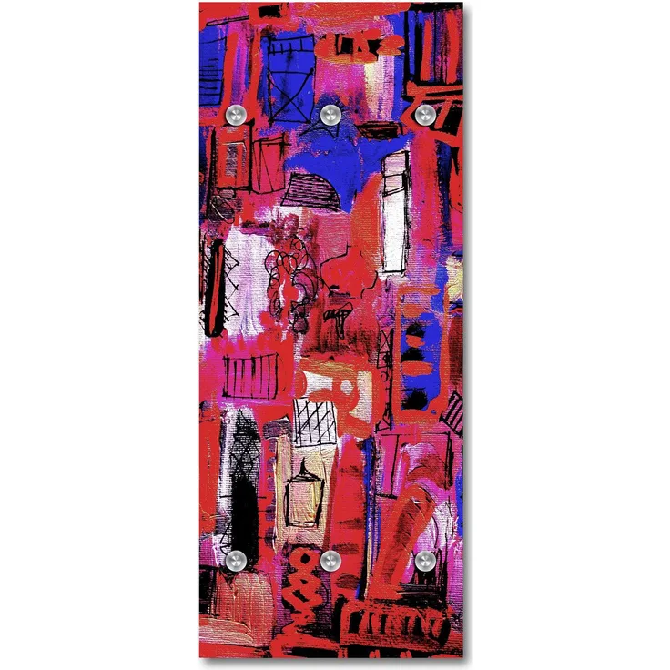 Queence Garderobe - "Momoko" Druck auf hochwertigem Arcylglas inkl. Edelstahlhaken und Aufhängung, Format: 50x120cm